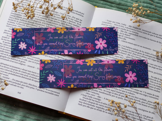 Spring Bookmark – Cute Floral Bookmark with Pablo Neruda quote – Seasonal Stationery for Bookworms – Cute Book Accessories Gift for Readers