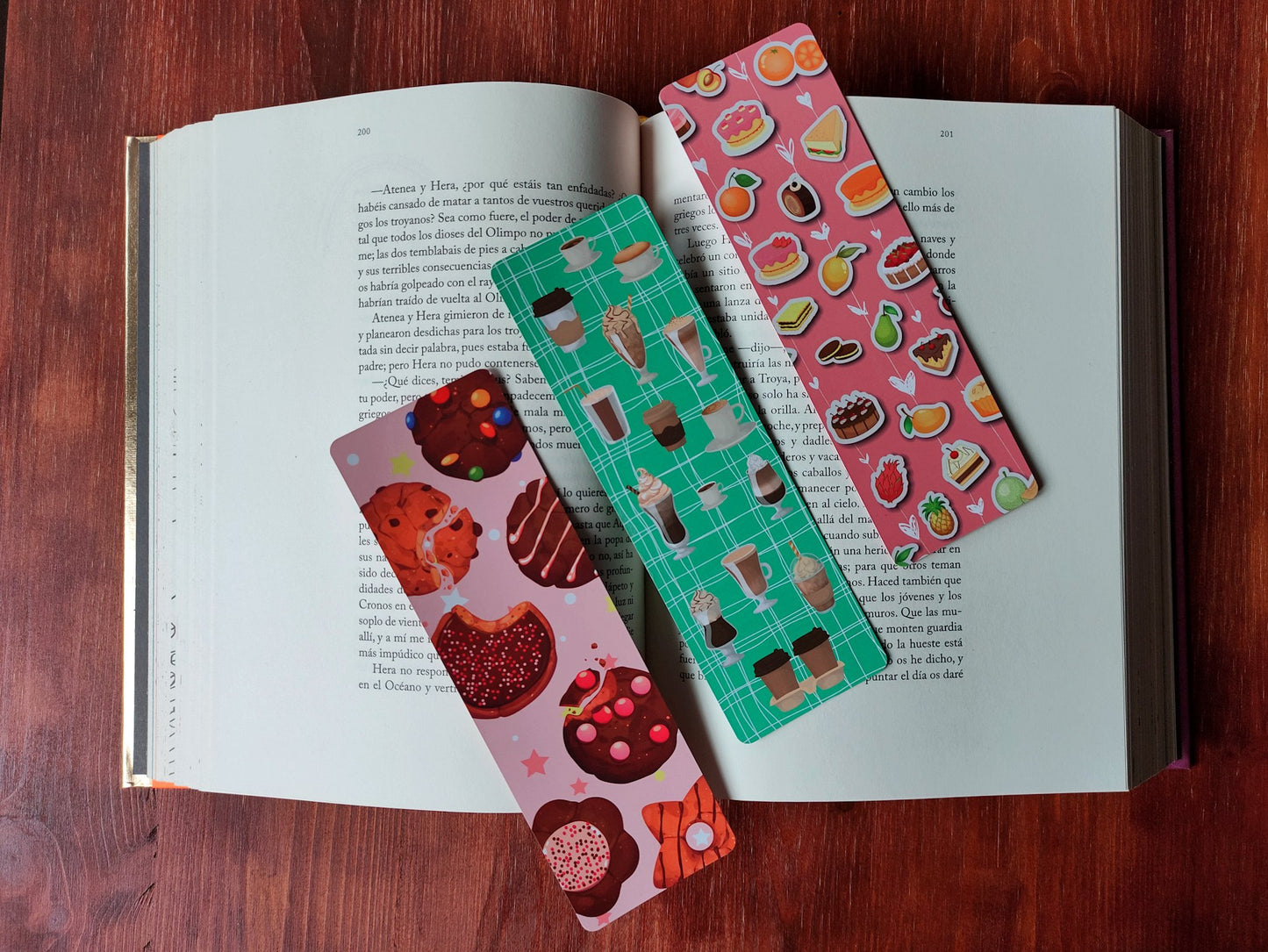 Colorful Cookie Bookmark, Pastries, Brunch Fruits Kawaii Stationery, Bookish Readers Gift