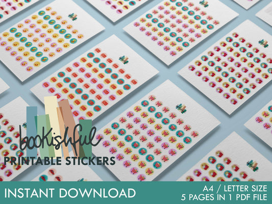 Printable Icon Sticker Bundle – 'Budget Buddy' – Pastel Round Stickers PDF – 4 Pages – Planner & Journal Dots – Instant Download PDF