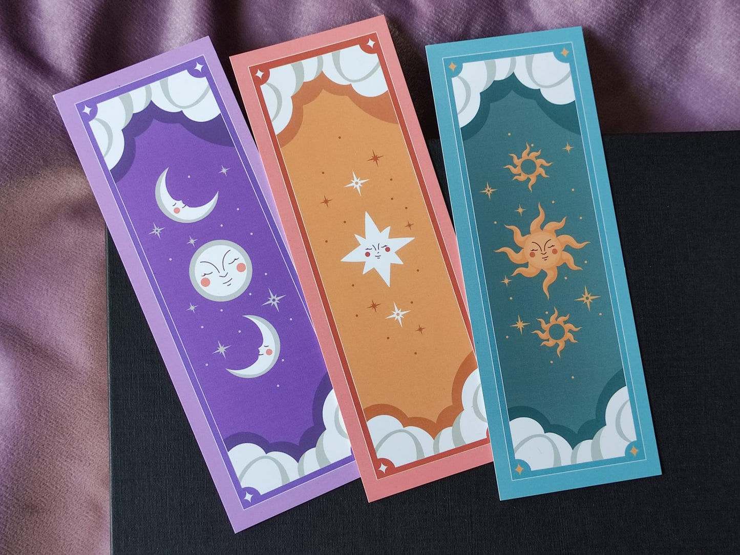 Sun, Moon and Stars Bookmarks, Cute design in a Set of 3, Bookish Gift for Readers, Bundle Discount