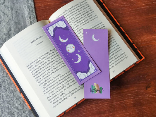 Purple Moon Bookmark, cute astrology design, Bookish Gift for Readers
