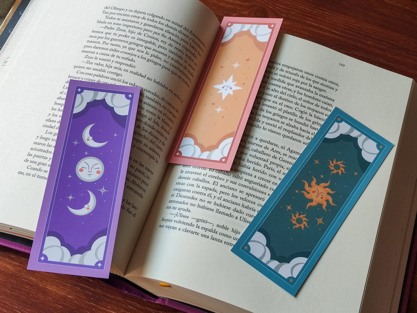 Purple Moon Bookmark, cute astrology design, Bookish Gift for Readers