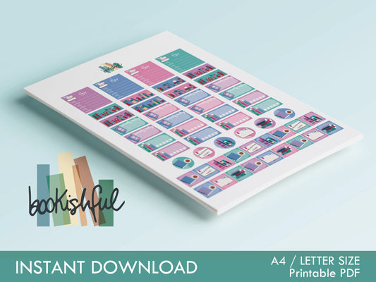 The Reader Sticker Sheet – Pastel Colors – Printable Bookish Stickers for Journaling & Planners – TBR, Ratings and More Instant Download PDF