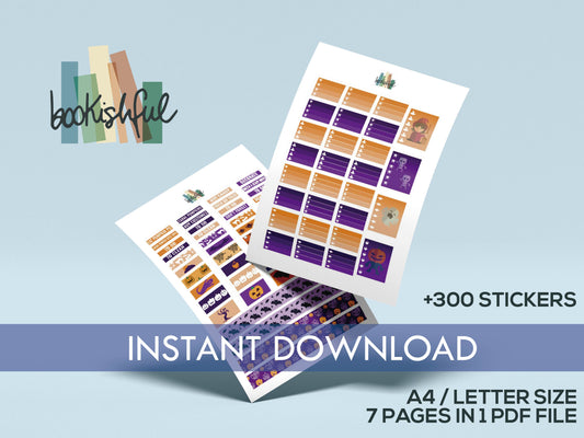 Printable Planner Sticker Kit – 300+ Classic Halloween Stickers for Journaling, Planners & Scrapbooking – 7 Pages PDF Instant Download