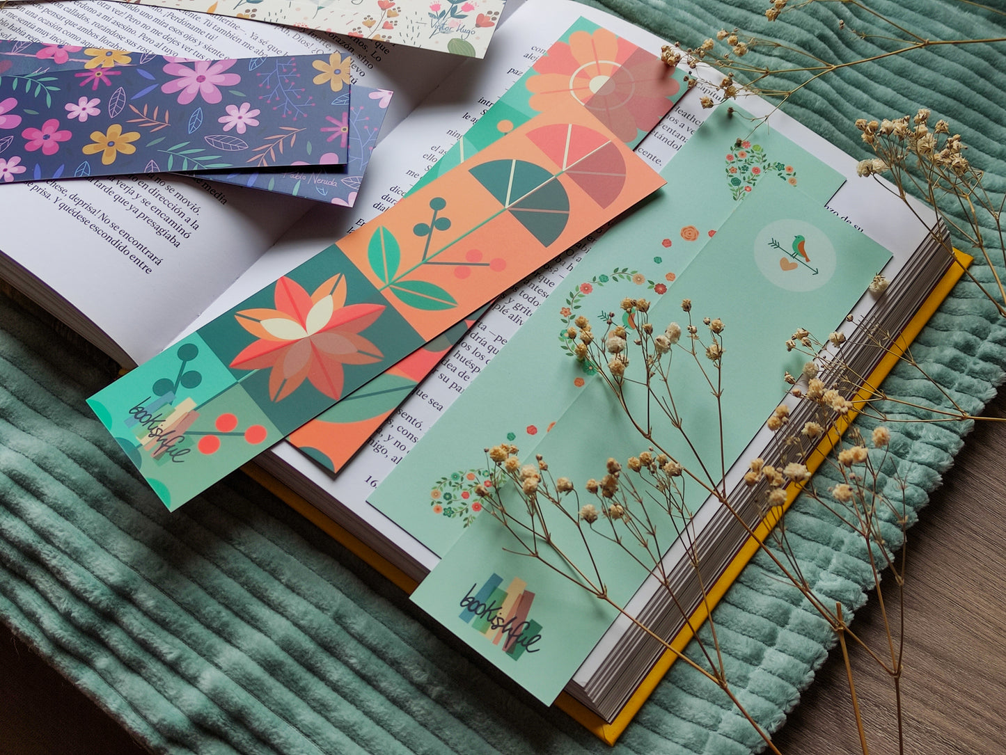 Spring Bookmark Set of 4 – Floral, Birds & Literary Quotes – High Quality – Bundle Discount – Cute Book Accessories Gift for Readers