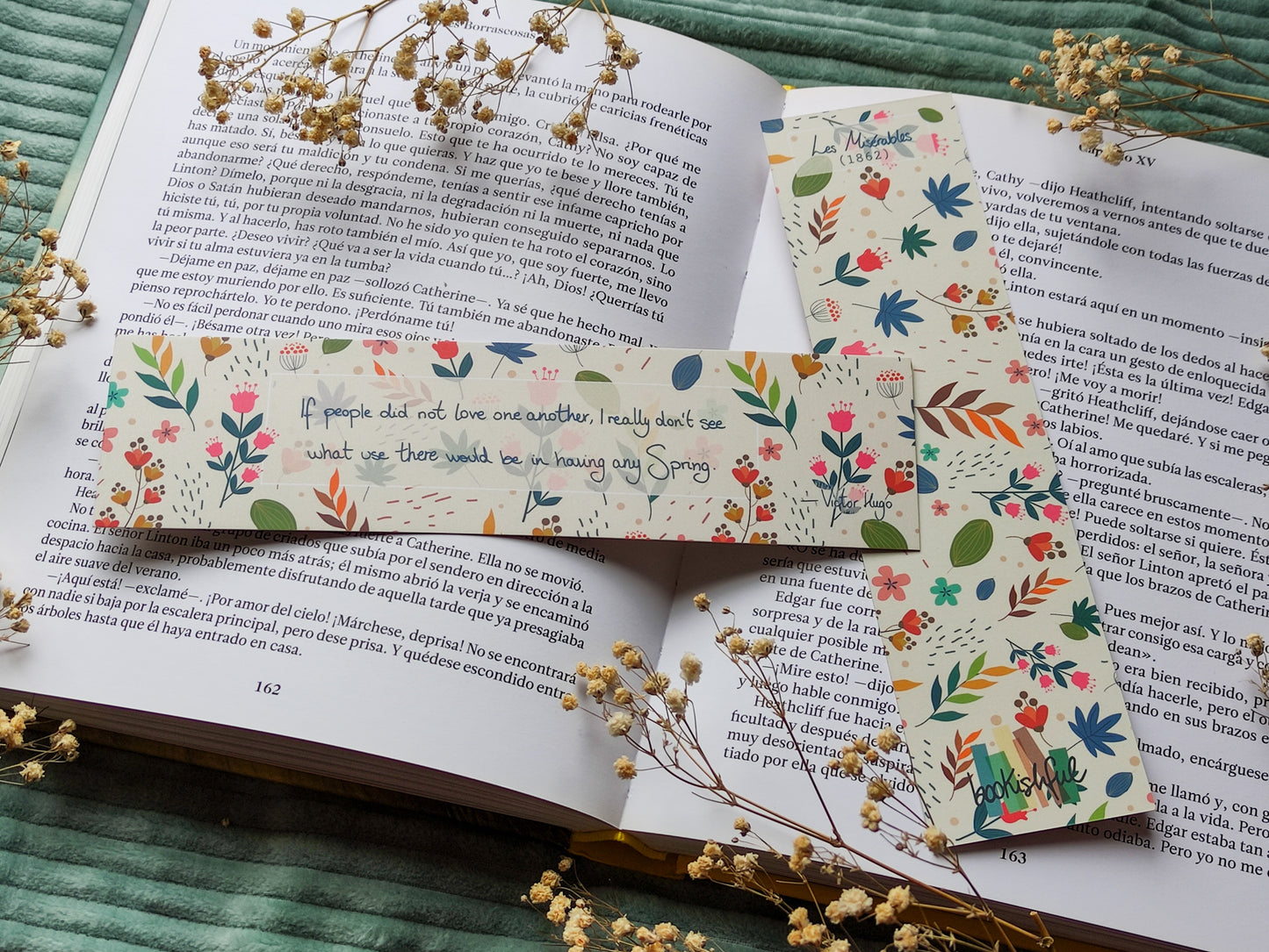 Spring Bookmark – Cute Floral Bookmark with Victor Hugo quote – Seasonal Stationery for Bookworms – Cute Book Accessories Gift for Readers