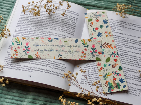 Spring Bookmark – Cute Floral Bookmark with Victor Hugo quote – Seasonal Stationery for Bookworms – Cute Book Accessories Gift for Readers