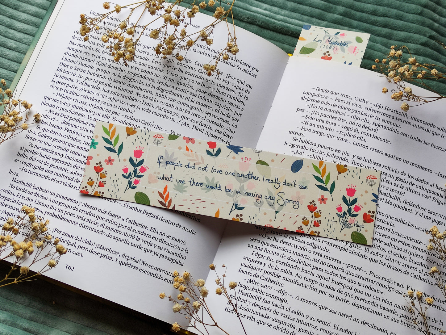 Spring Bookmark – Cute Floral Bookmark with Victor Hugo quote – Seasonal Stationery for Bookworms – Cute Book Accessories Gift for Readers