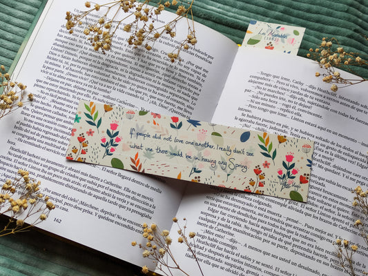 Spring Bookmark – Cute Floral Bookmark with Victor Hugo quote – Seasonal Stationery for Bookworms – Cute Book Accessories Gift for Readers