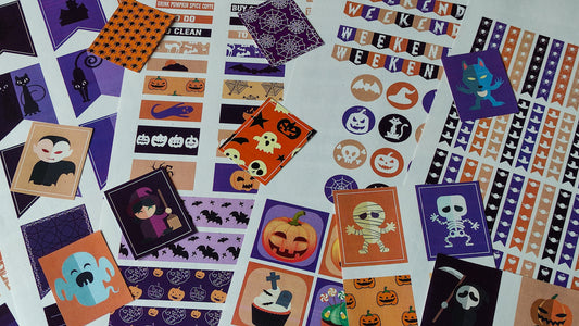Printable Planner Sticker Kit – 300+ Classic Halloween Stickers for Journaling, Planners & Scrapbooking – 7 Pages PDF Instant Download