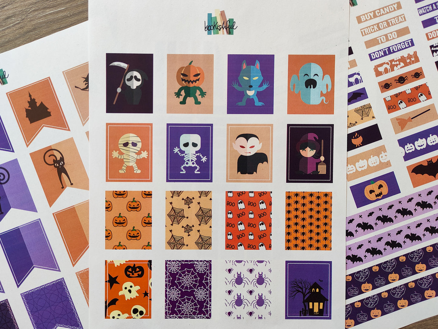 Printable Planner Sticker Kit – 300+ Classic Halloween Stickers for Journaling, Planners & Scrapbooking – 7 Pages PDF Instant Download