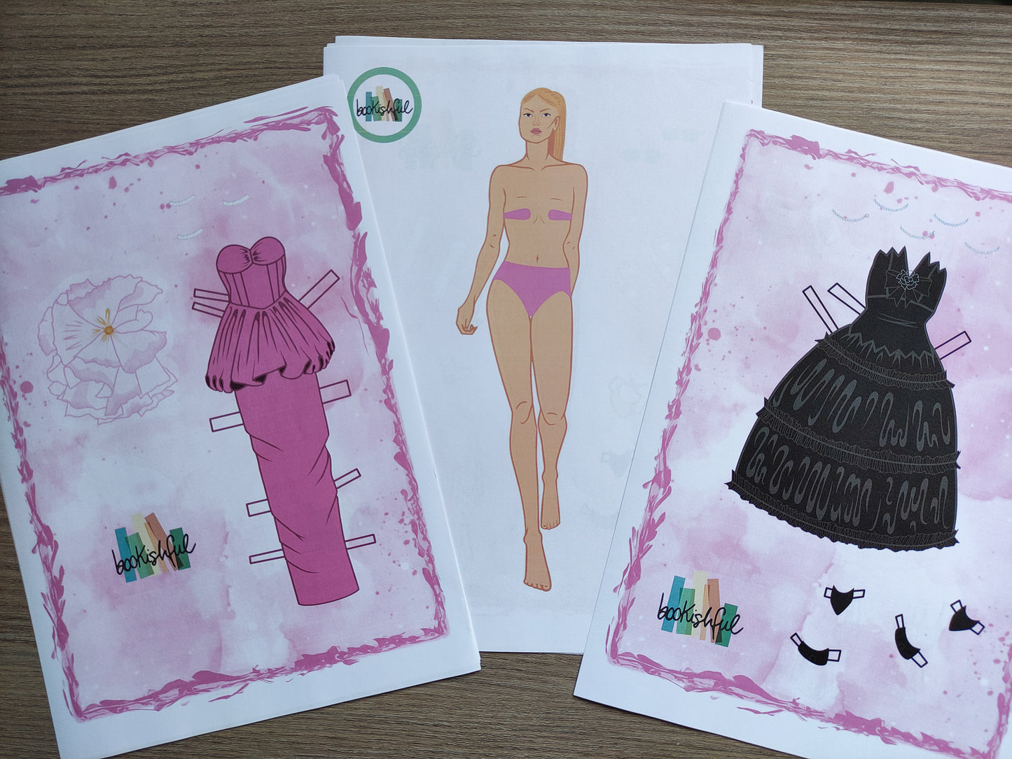 Printable Paper Doll Bundle – Holding Pink Space + Holding Green Space – Fashion Dolls with Outfits PDF Digital Download