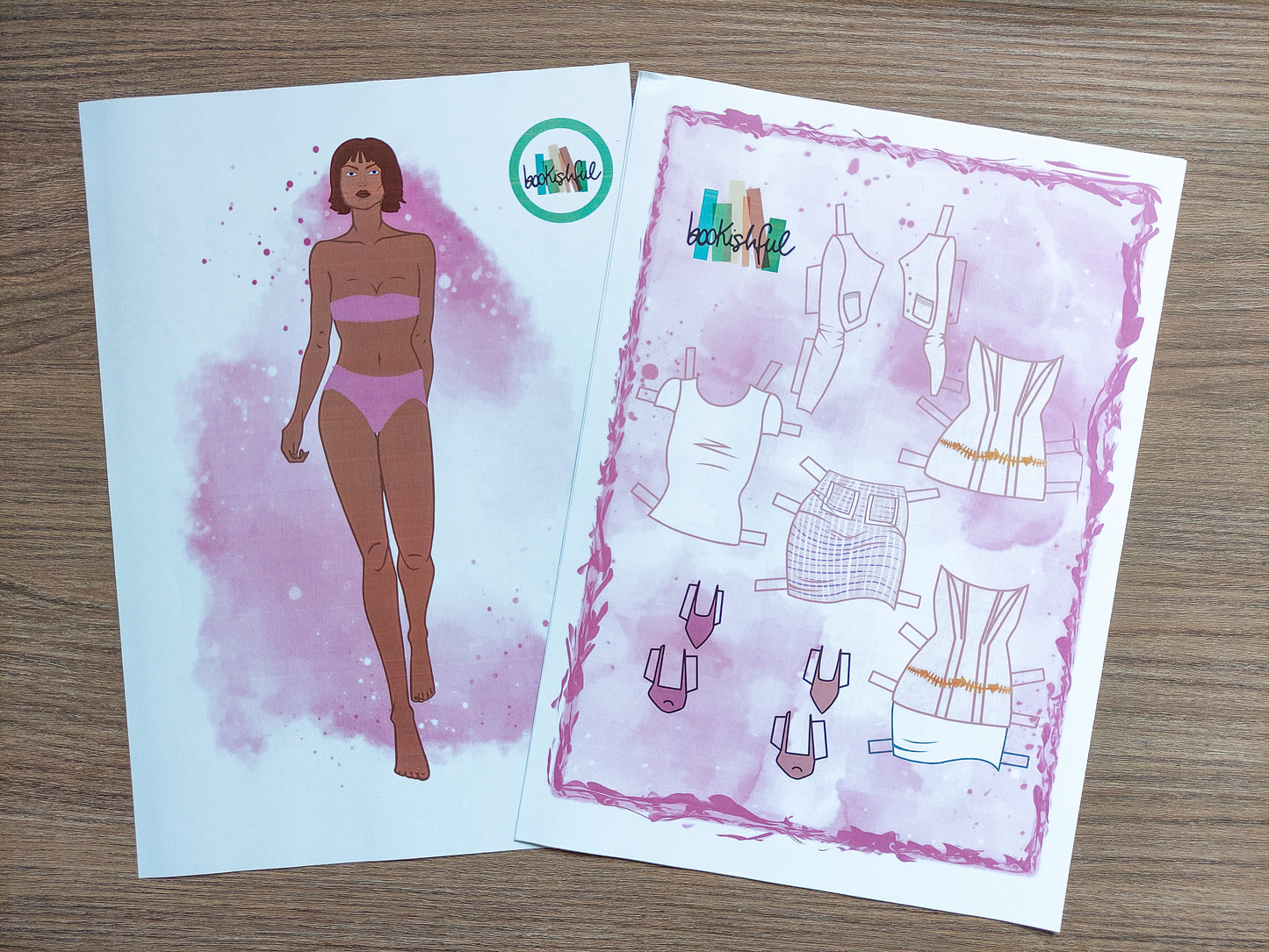 Fashion Paper Doll, Pink Parisian Chic 90s Vintage Style, Doll with 10 Complete outfits, Cut Out Printable Doll, Papercrafts for all ages