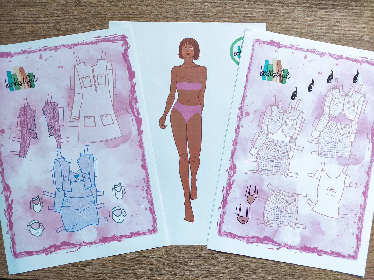 Fashion Paper Doll, Pink Parisian Chic 90s Vintage Style, Doll with 10 Complete outfits, Cut Out Printable Doll, Papercrafts for all ages