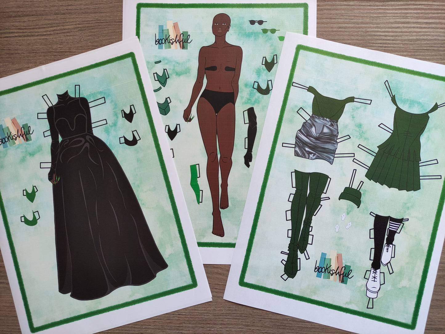 Printable Paper Doll Bundle – Holding Pink Space + Holding Green Space – Fashion Dolls with Outfits PDF Digital Download