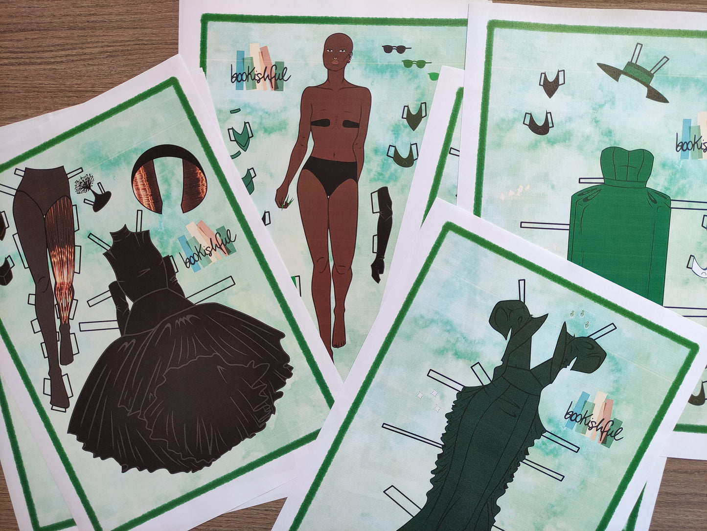 Printable Paper Doll Bundle – Holding Pink Space + Holding Green Space – Fashion Dolls with Outfits PDF Digital Download