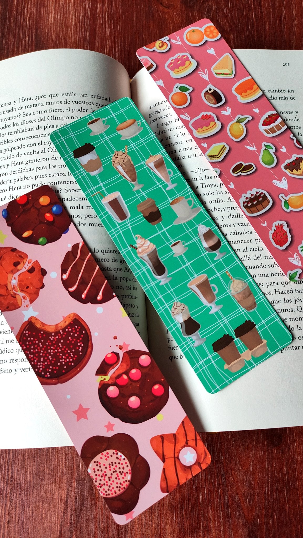 Colorful Food Bookmarks, Coffee Lovers, Kawaii Stationery, Bookish Readers Gift