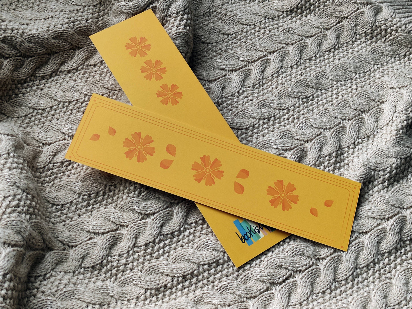 Yellow Floral Bookmark – Minimalist Canary Yellow Flower Design – Aesthetic Stationery Gift – Handmade Bookmark for Book Lovers