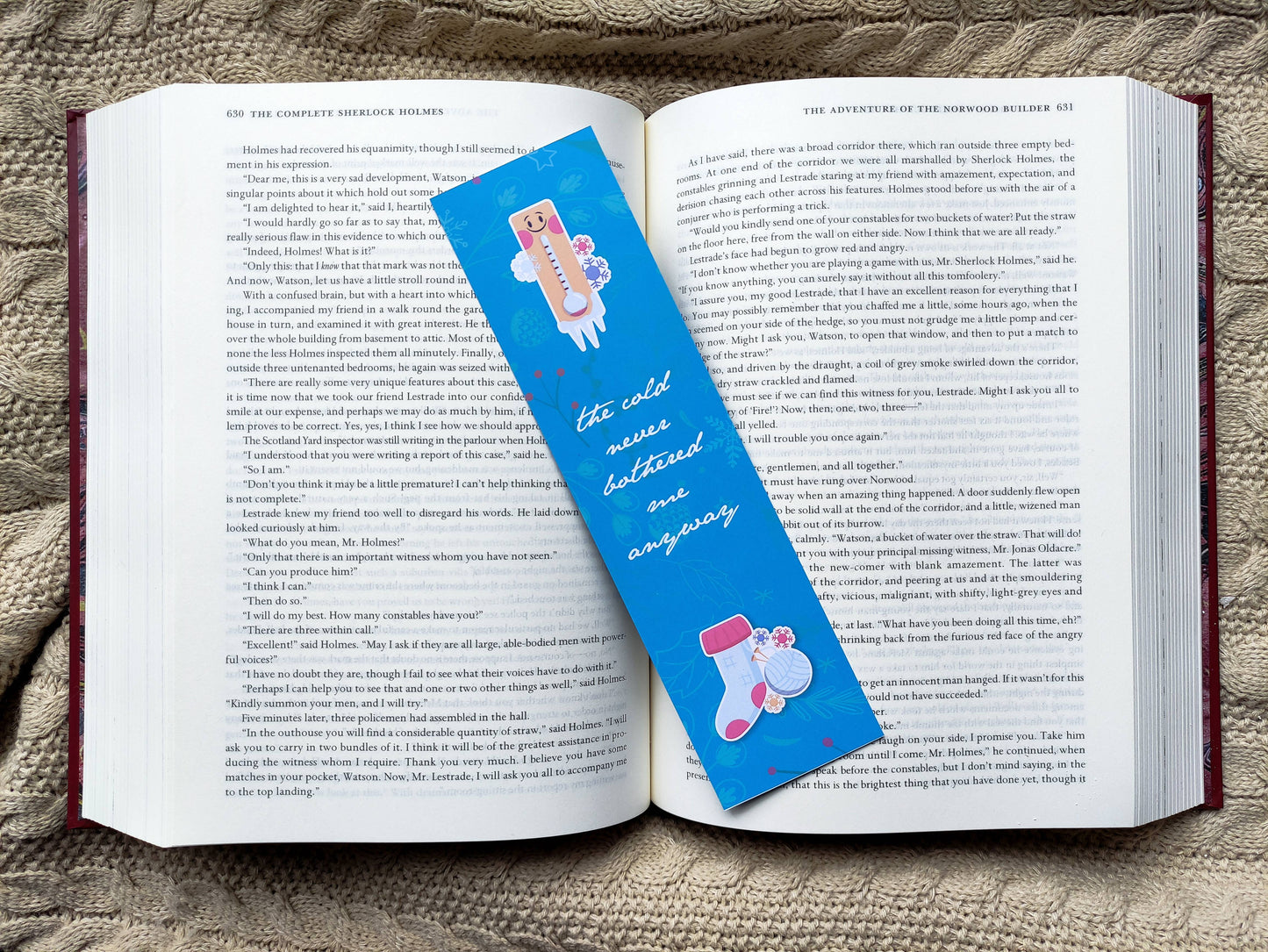 Winter Quote Bookmarks – Set of 3 Cute Bookmarks with Cozy Winter Sayings – Hot Chocolate, Knitting & Snow – Holiday Gift for Readers