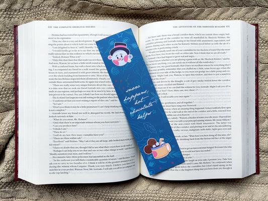 Winter Quote Bookmarks – Set of 3 Cute Bookmarks with Cozy Winter Sayings – Hot Chocolate, Knitting & Snow – Holiday Gift for Readers
