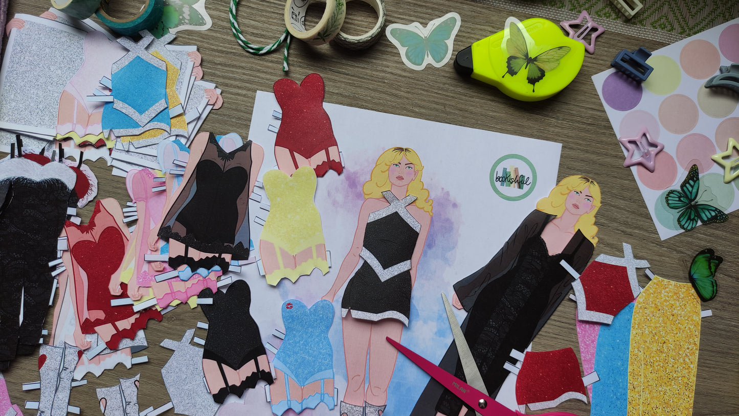 Cute Fashion Paper Doll, Babydolls, Corsets Vintage Inspired 'Sweet Popstar' Kit, Cut Out Printable Fashion Doll, Papercrafts for all ages