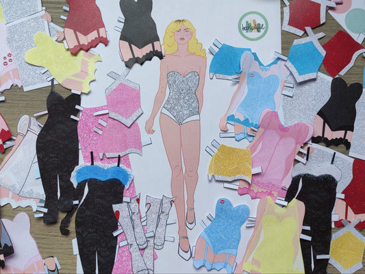 Cute Fashion Paper Doll, Babydolls, Corsets Vintage Inspired 'Sweet Popstar' Kit, Cut Out Printable Fashion Doll, Papercrafts for all ages