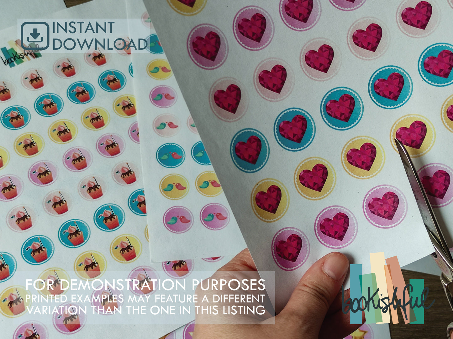 Printable Icon Stickers – Mail / Envelope / Letter / Finances – Pastel Round Planner Stickers PDF – 56 Dots per Sheet – Instant Download PDF