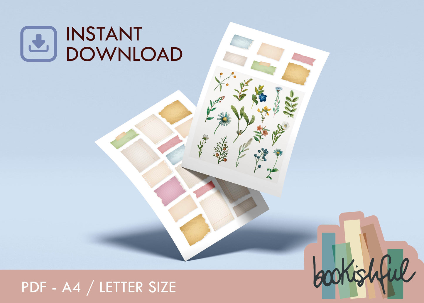 Vintage Floral Printable Sticker Kit – 280 Soft Aesthetic Journal Stickers for Junk Journal, Scrapbooking, Bullet Journal – PDF Download