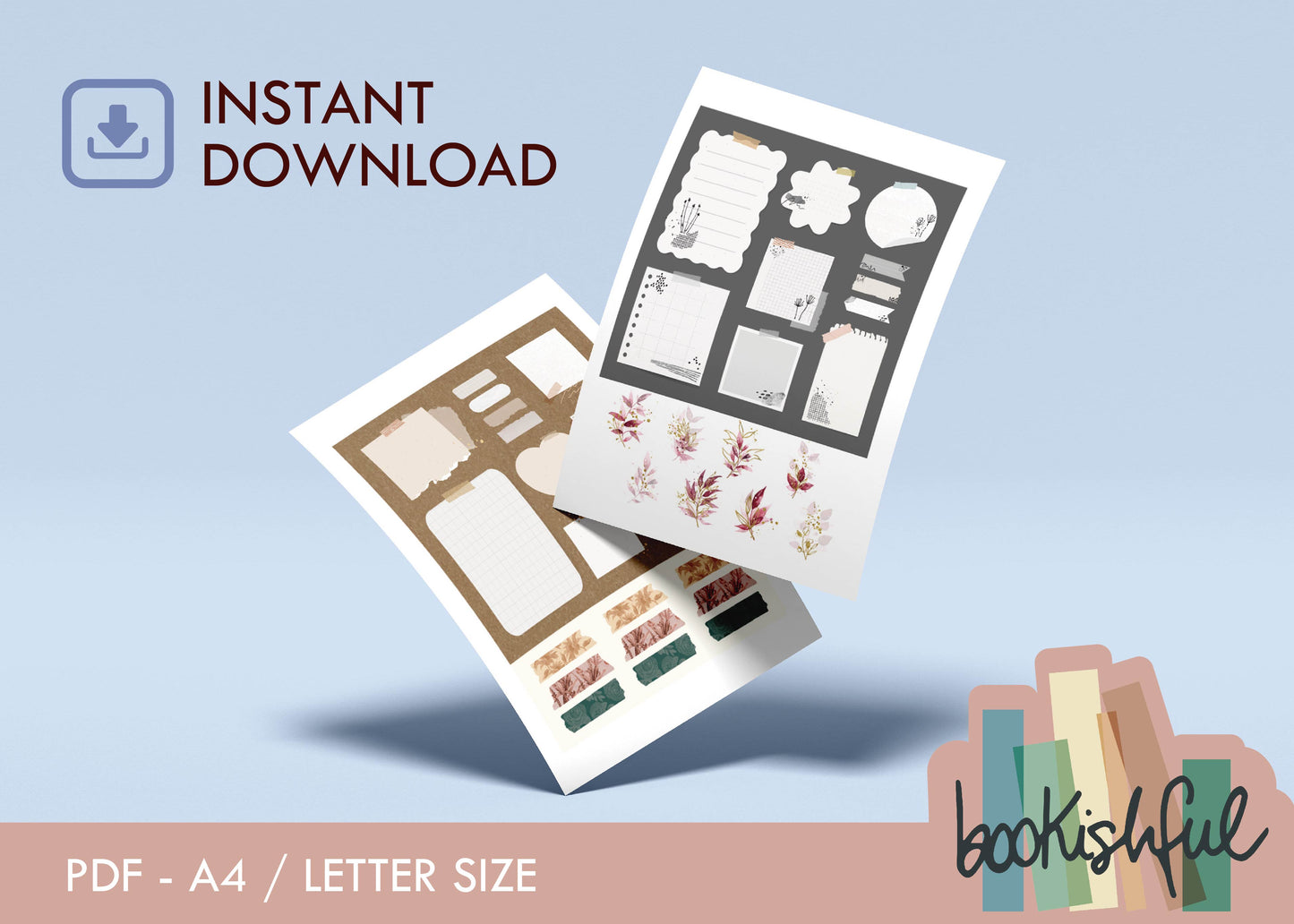 Vintage Floral Printable Sticker Kit – 280 Soft Aesthetic Journal Stickers for Junk Journal, Scrapbooking, Bullet Journal – PDF Download