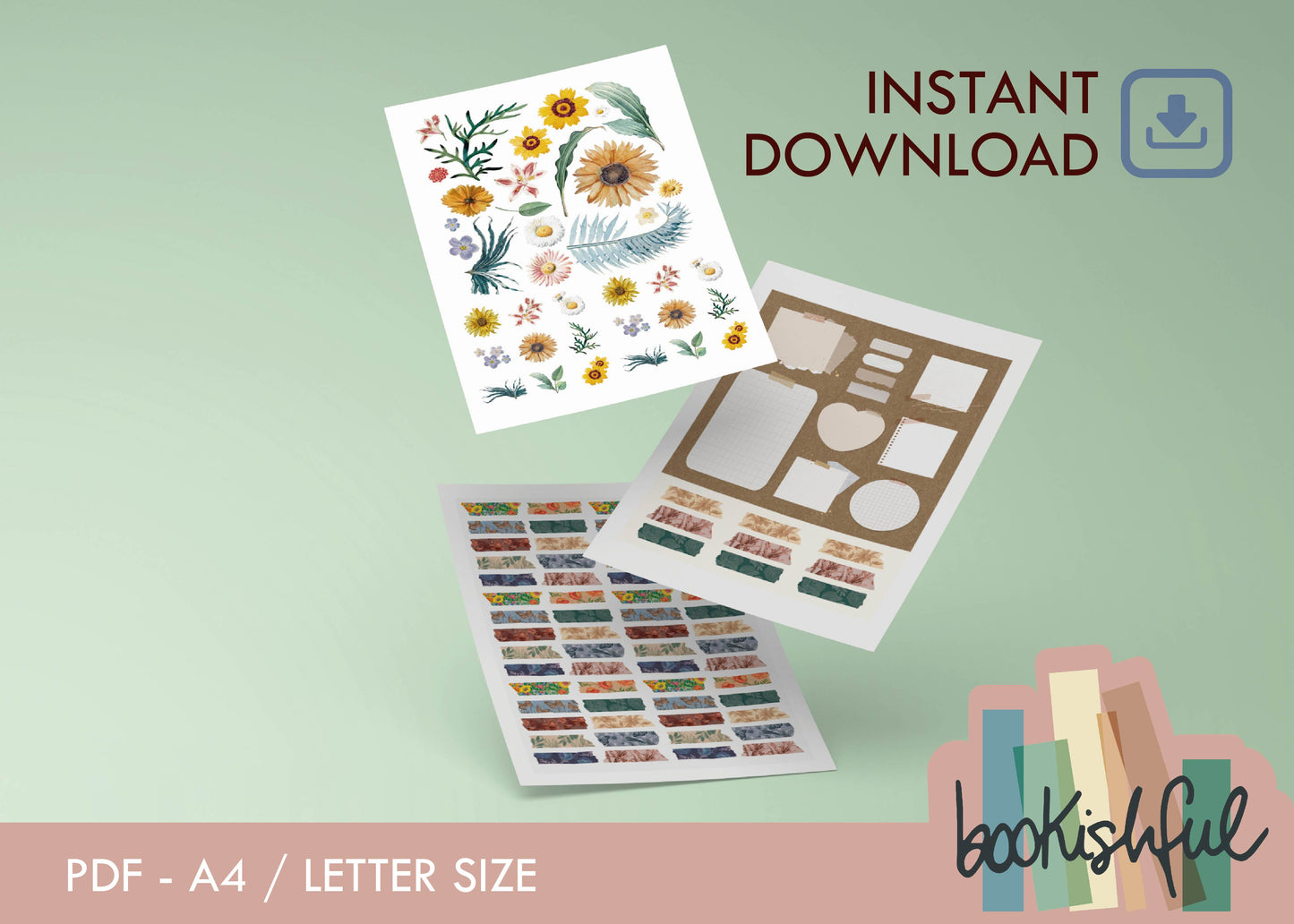 Vintage Floral Printable Sticker Kit – 280 Soft Aesthetic Journal Stickers for Junk Journal, Scrapbooking, Bullet Journal – PDF Download