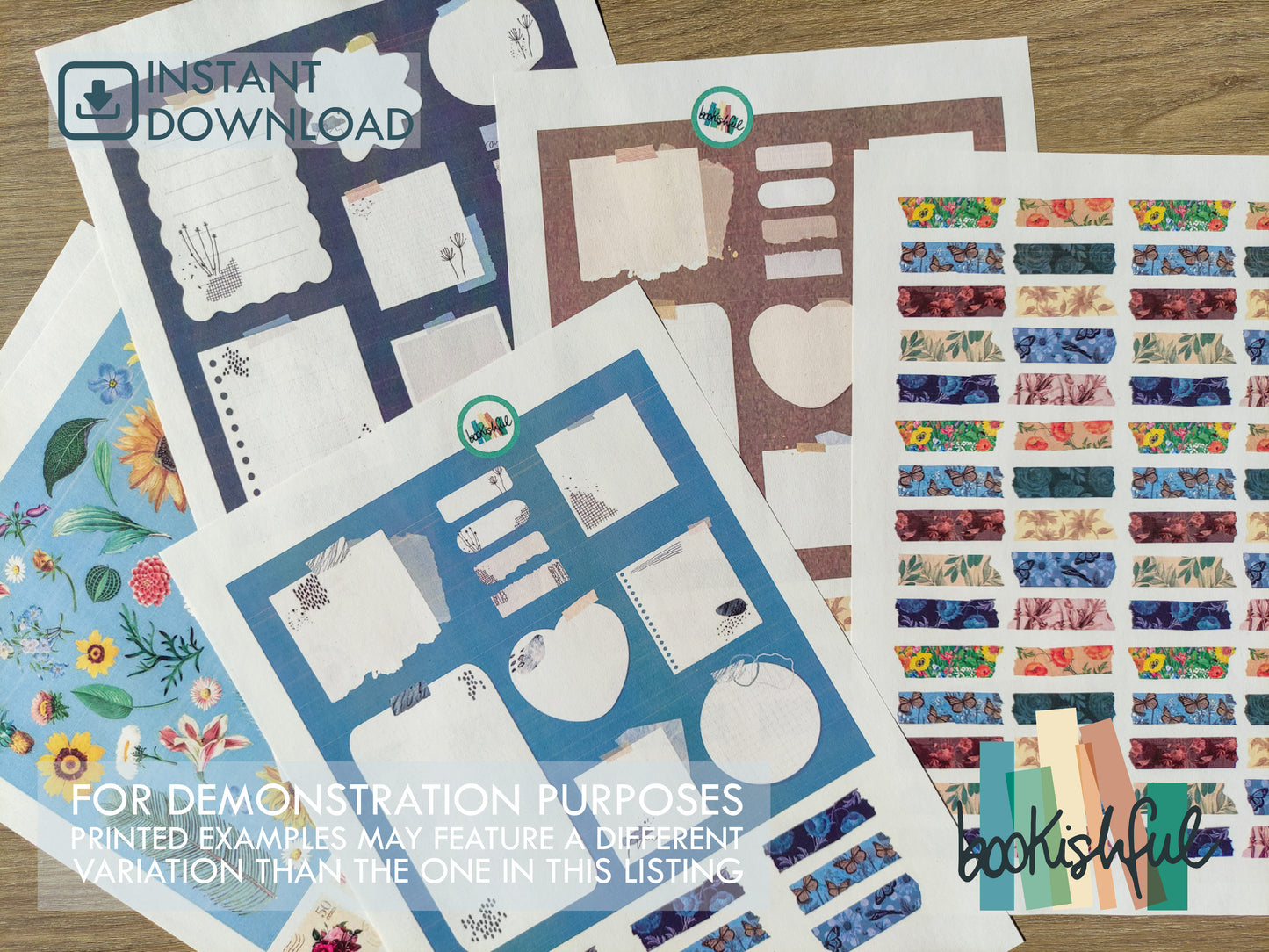 Vintage Paper Tear Stickers & Florals – Printable Journal Ephemera | 2 Page Aesthetic Kit PDF