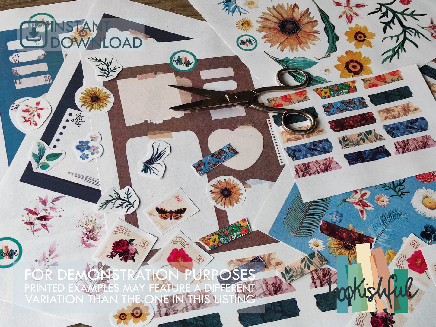 Vintage Floral Printable Sticker Kit – 280 Soft Aesthetic Journal Stickers for Junk Journal, Scrapbooking, Bullet Journal – PDF Download