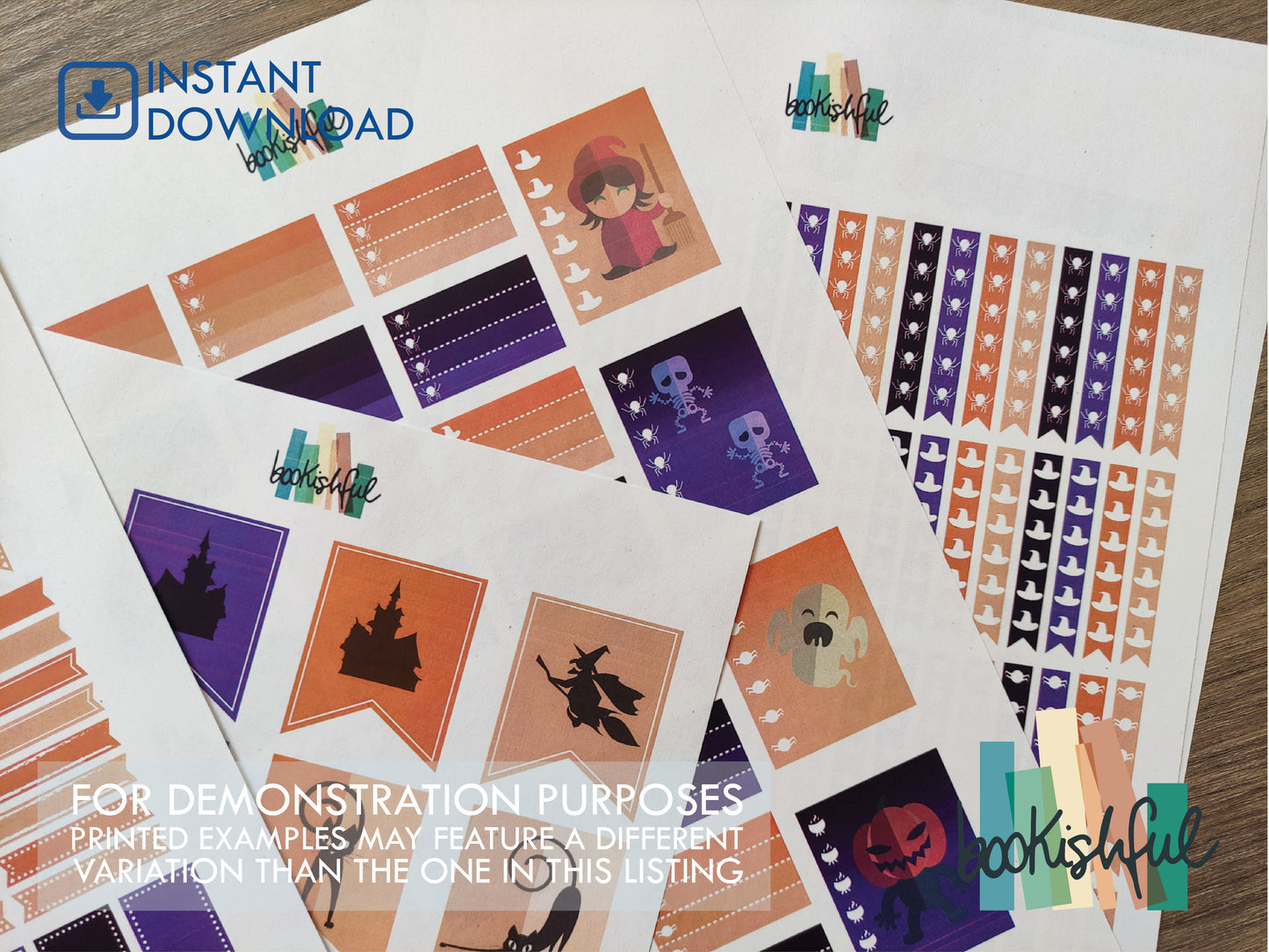 Printable Planner Sticker Kit – 300+ Orange and Teal Stickers for Journaling, Planners & Scrapbooking – 6 Pages PDF Instant Download