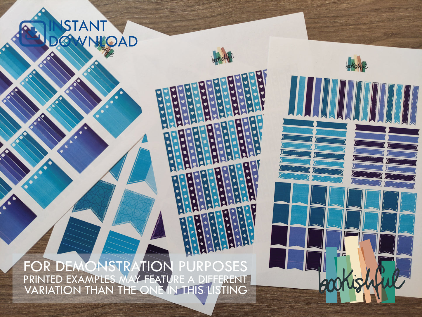 Printable Planner Sticker Kit – 300+ Orange and Teal Stickers for Journaling, Planners & Scrapbooking – 6 Pages PDF Instant Download