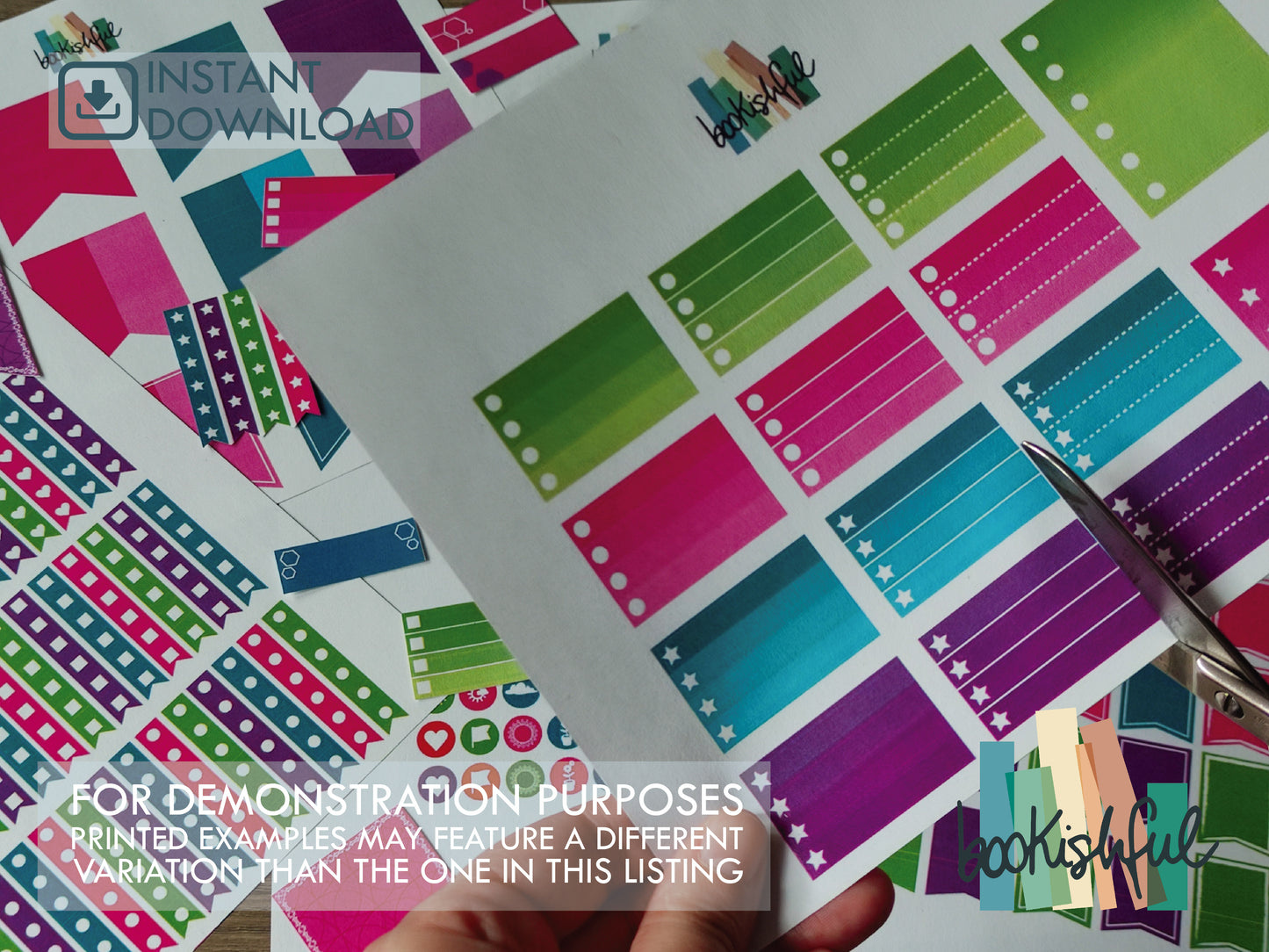 Printable Planner Sticker Kit – 300+ Red and Pink Stickers for Journaling, Planners & Scrapbooking – 6 Pages PDF Instant Download