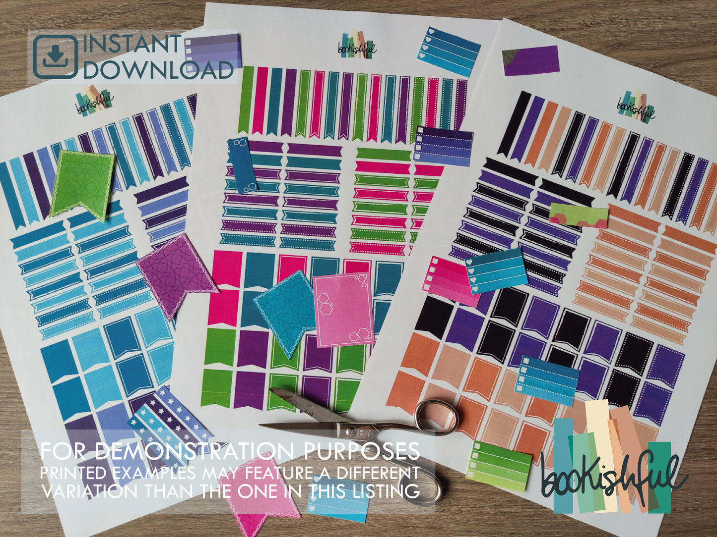 Printable Planner Sticker Kit – 300+ Beige and Purple Stickers for Journaling, Planners & Scrapbooking – 6 Pages PDF Instant Download