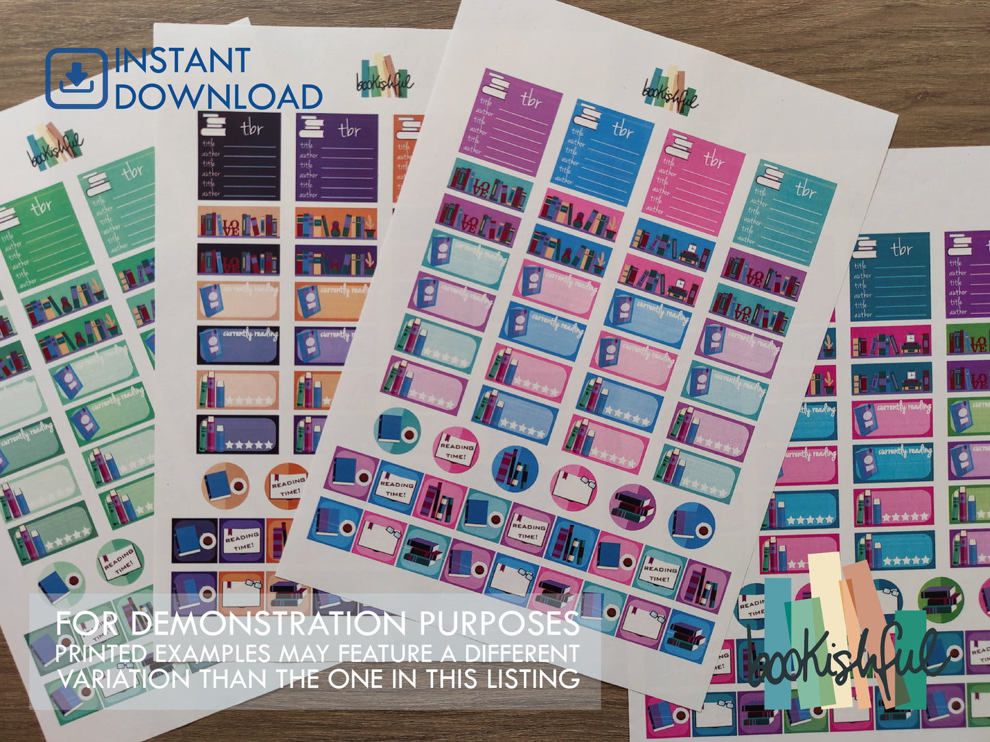 The Reader Sticker Sheet – Shades of Blue – Printable Bookish Stickers for Journals & Planners – TBR, Ratings and More! Instant Download PDF