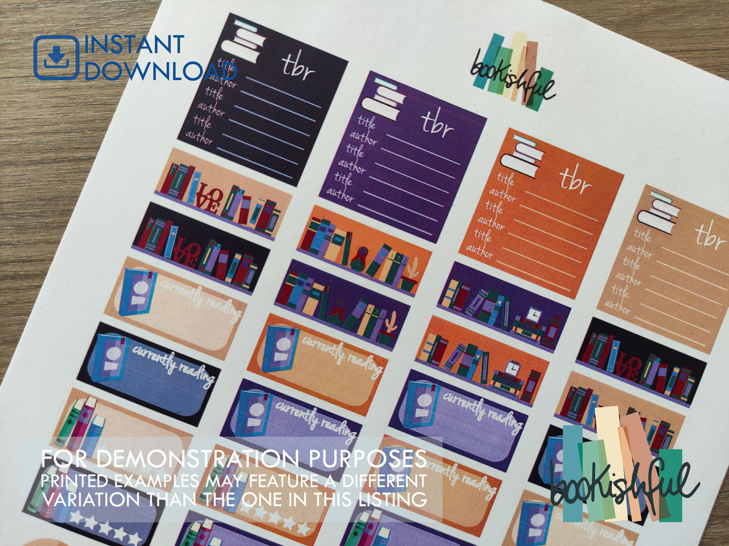 The Reader Sticker Sheet – Reddish and Blueish – Printable Bookish Stickers for Journals & Planners – TBR, Rating and More Instant Download PDF