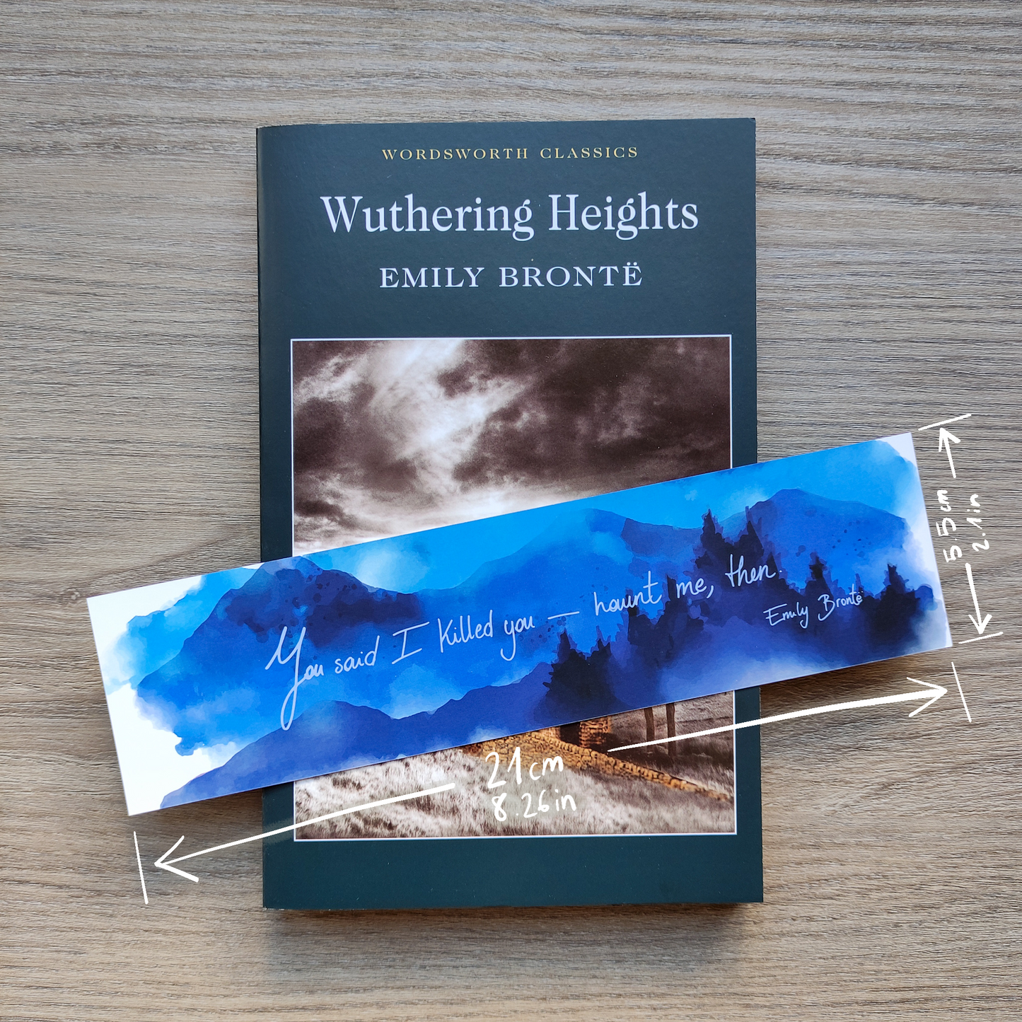 Emily Brontë Quote Bookmark – Gothic Literature Gift – Wuthering Heights Bookish Accessory – English Lit Gift for Readers – Single Bookmark