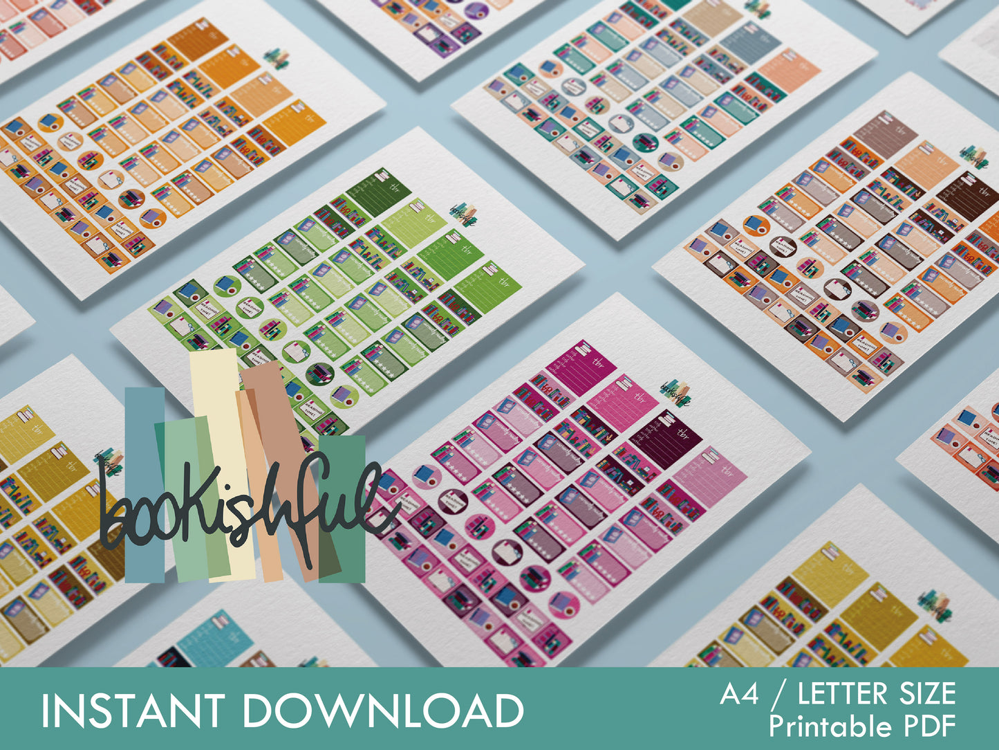 Reader Sticker Sheet AUTUMN Bundle – 8 Pages for Journals & Planners - TBR, Reading Log, Star Ratings, Notes – Instant Download PDF