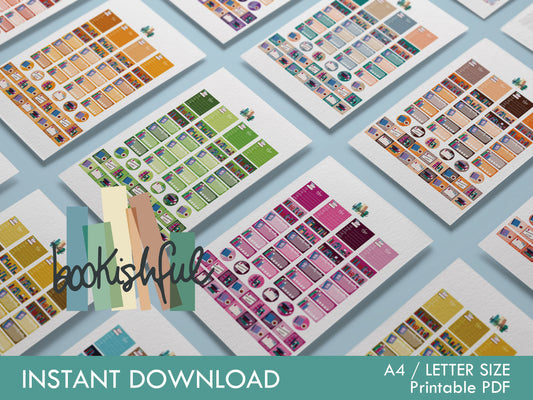 Reader Sticker Sheet AUTUMN Bundle – 8 Pages for Journals & Planners - TBR, Reading Log, Star Ratings, Notes – Instant Download PDF