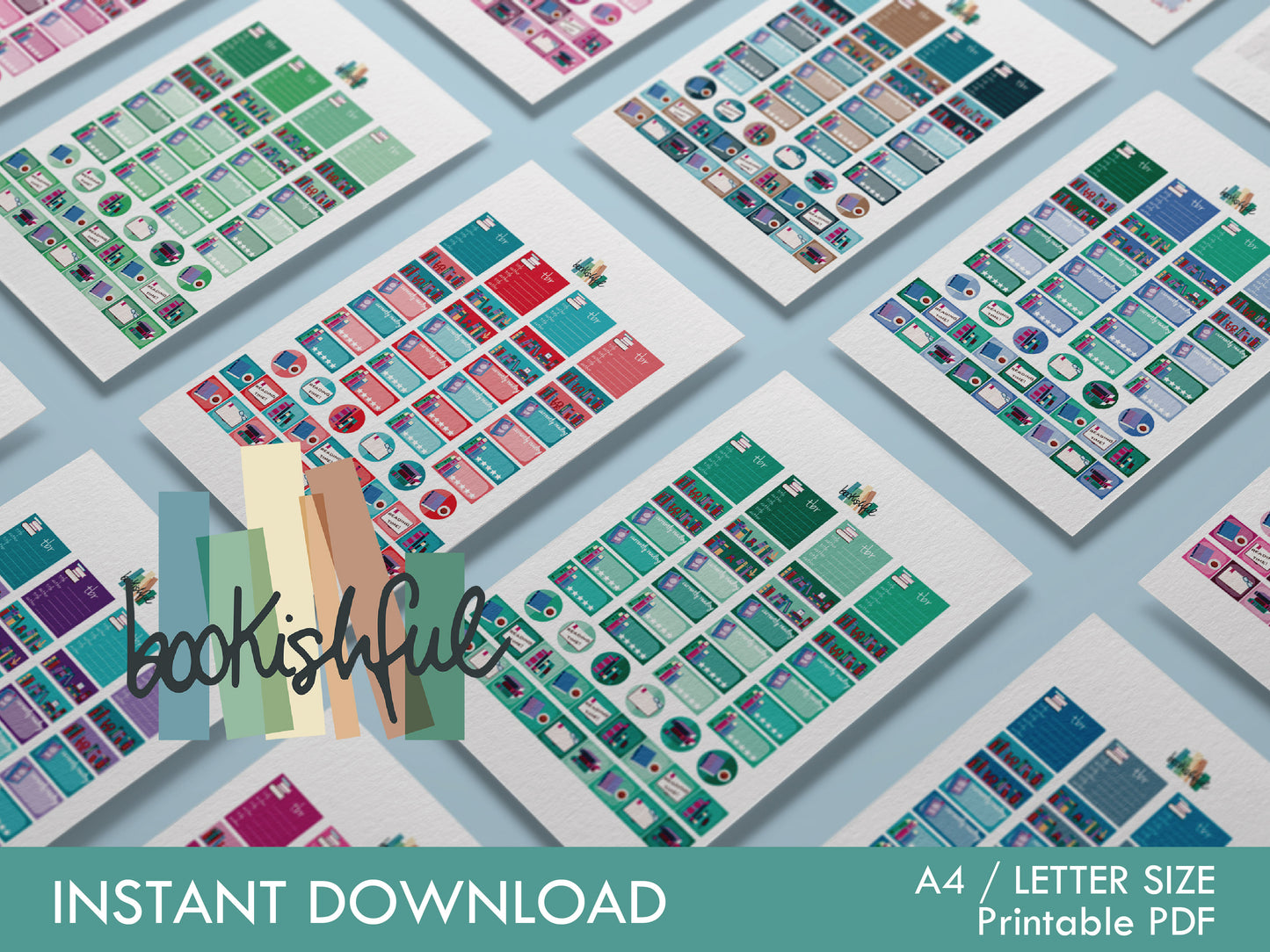 Reader Sticker Sheet WINTER Bundle – 8 Pages for Journals & Planners - TBR, Reading Log, Star Ratings, Notes – Instant Download PDF