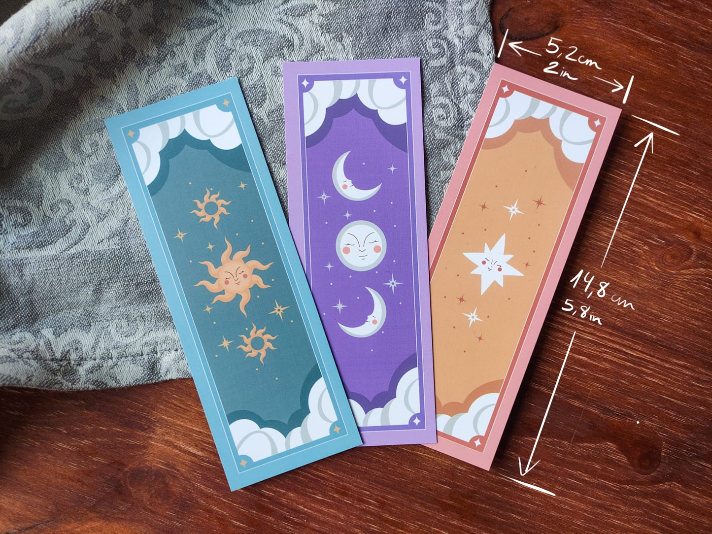 Amber Stars Bookmark, cute astrology design, Bookish Gift for Readers