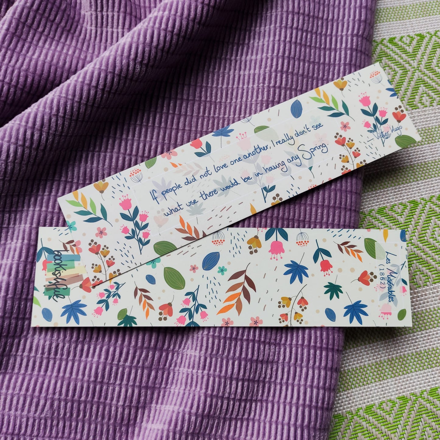 Spring Bookmark – Cute Floral Bookmark with Victor Hugo quote – Seasonal Stationery for Bookworms – Cute Book Accessories Gift for Readers