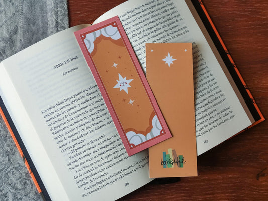 Amber Stars Bookmark, cute astrology design, Bookish Gift for Readers