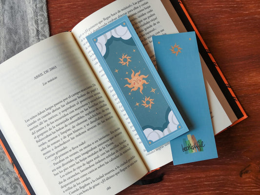 Indigo Sun Bookmark, cute astrology design, Bookish Gift for Readers
