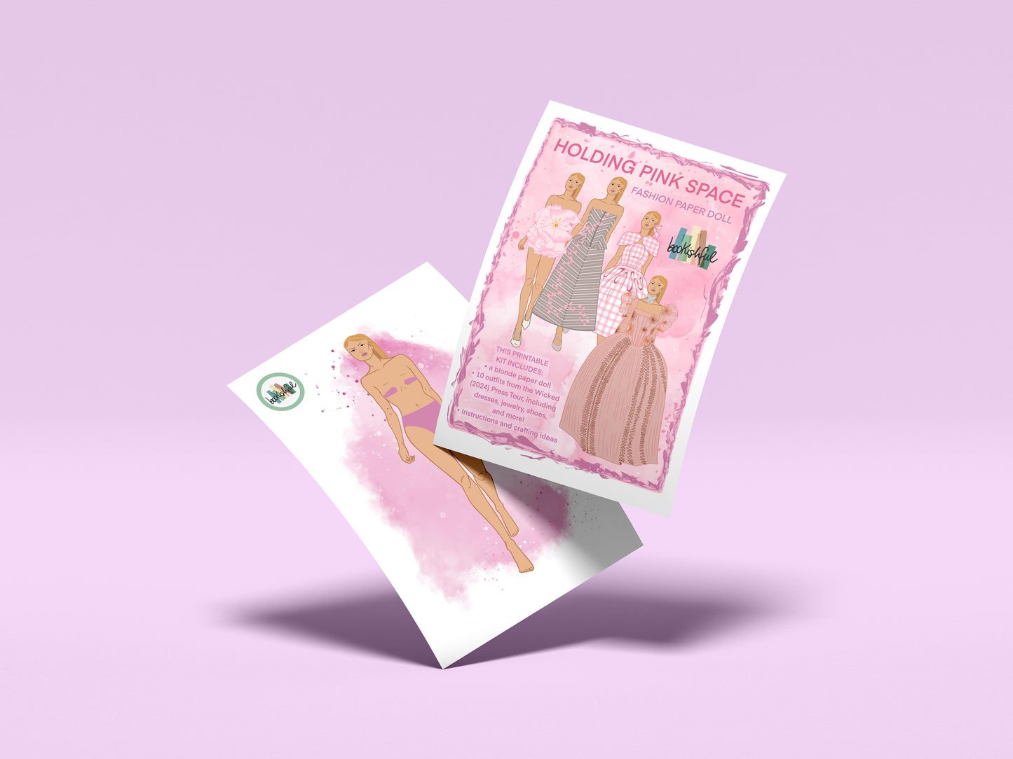 Fashion Paper Doll, Glinda Wicked Press Tour Kit, Doll with 10 Complete outfits, Cut Out Printable Doll, Papercrafts for all ages