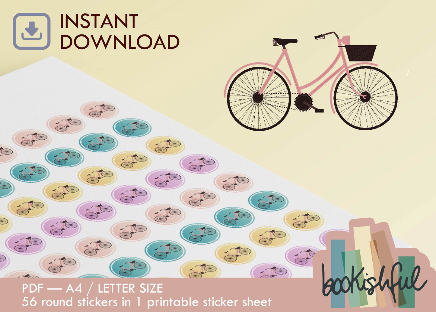 Printable Icon Sticker Bundle – 'Wander and Wonder' – Pastel Round Stickers PDF – 5 Pages – Planner & Journal Dots – Instant Download PDF