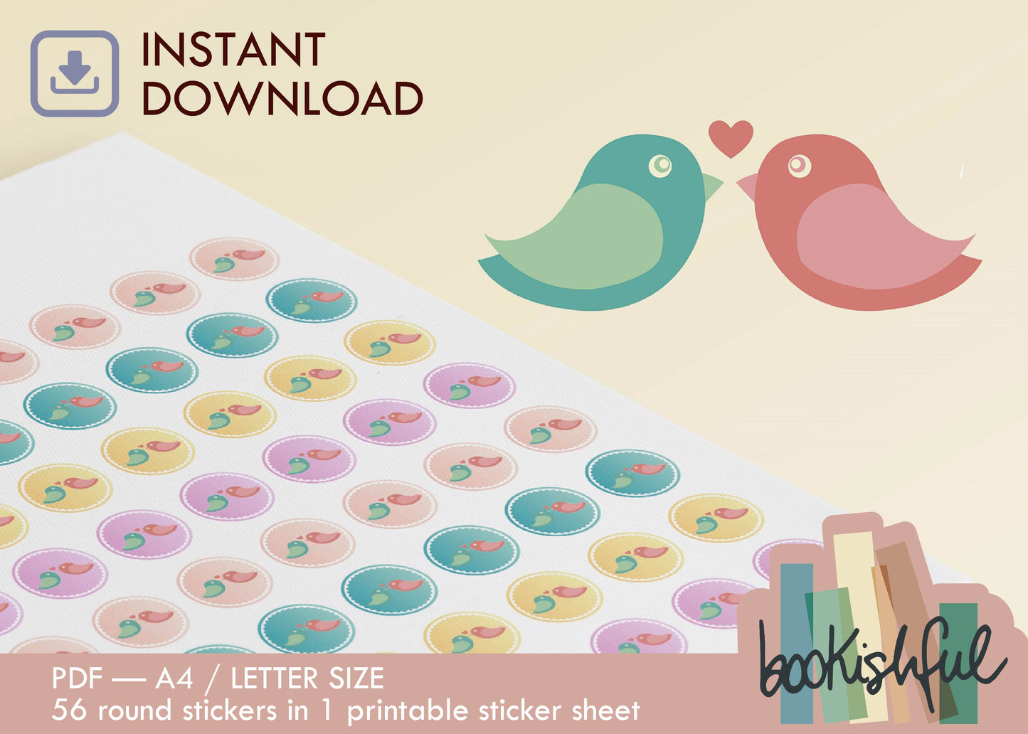 Printable Icon Sticker Bundle – 'Life's Little Joys' – Pastel Round Stickers PDF – 6 Pages – Planner & Journal Dots – Instant Download PDF