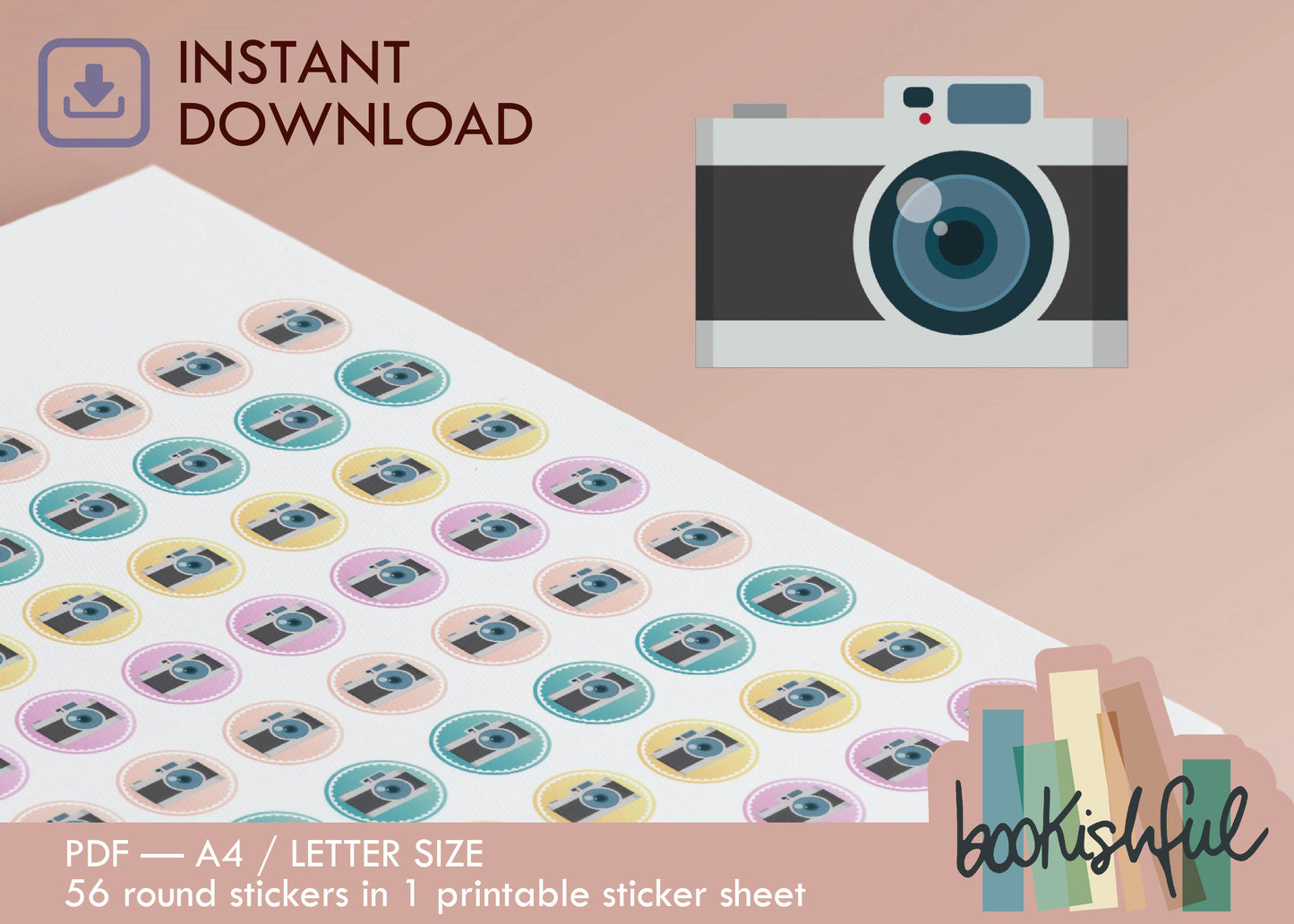 Printable Icon Sticker Bundle – 'Wander and Wonder' – Pastel Round Stickers PDF – 5 Pages – Planner & Journal Dots – Instant Download PDF